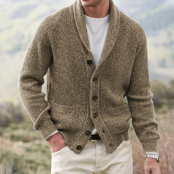 Men's V-Neck Button Knit Cardigan Acrylic 2
