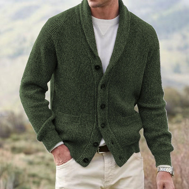 Men's V-Neck Button Knit Cardigan Acrylic 3