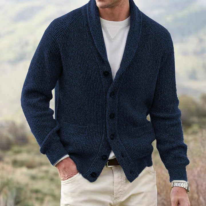 Men's V-Neck Button Knit Cardigan Acrylic 4