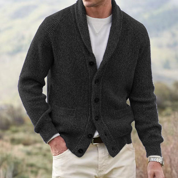 Men's V-Neck Button Knit Cardigan Acrylic 5