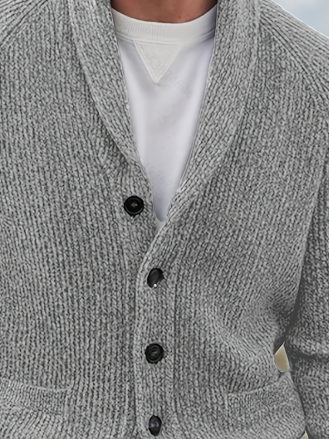 Men's V-Neck Button Knit Cardigan Acrylic 7
