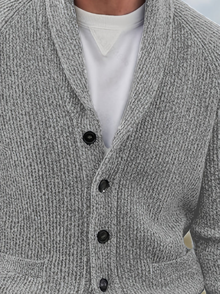 Men's V-Neck Button Knit Cardigan Acrylic 7
