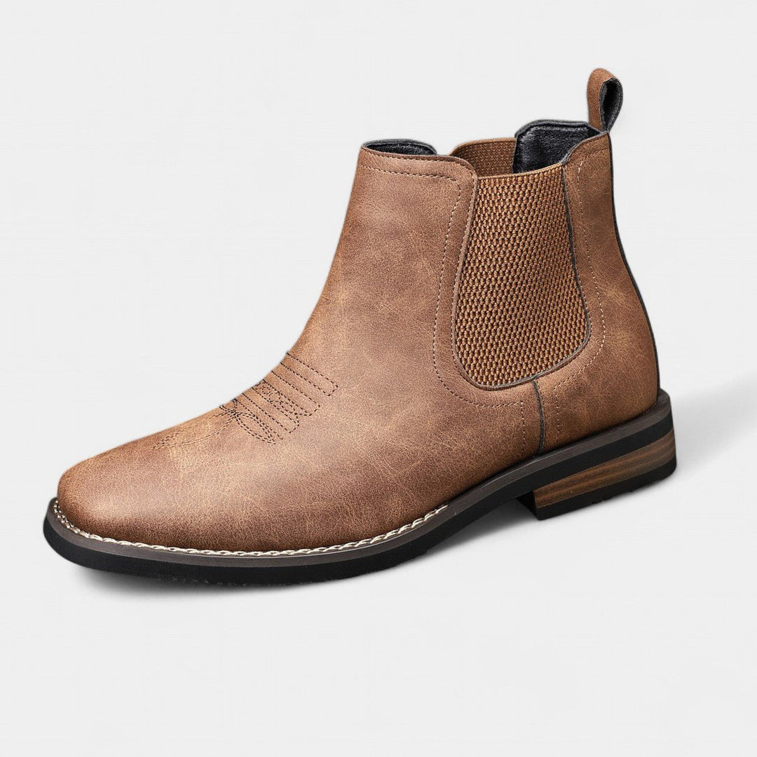 Men's Western Chelsea Slip-On Ankle Boots Faux Leather 1