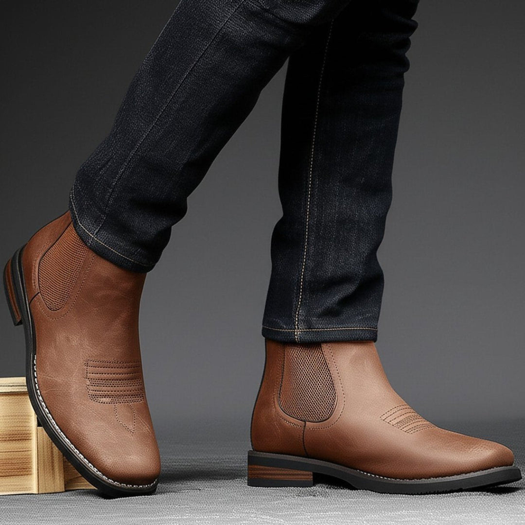 Men's Western Chelsea Slip-On Ankle Boots Faux Leather 2