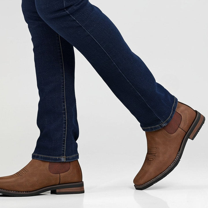 Men's Western Chelsea Slip-On Ankle Boots Faux Leather 3