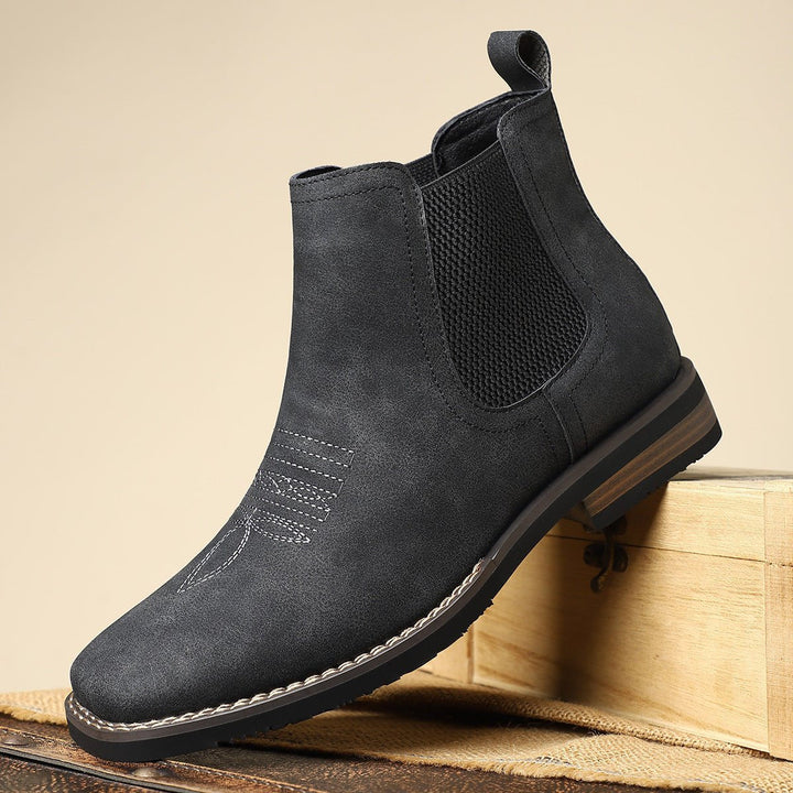 Men's Western Chelsea Slip-On Ankle Boots Faux Leather 5