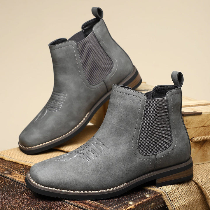 Men's Western Chelsea Slip-On Ankle Boots Faux Leather 6