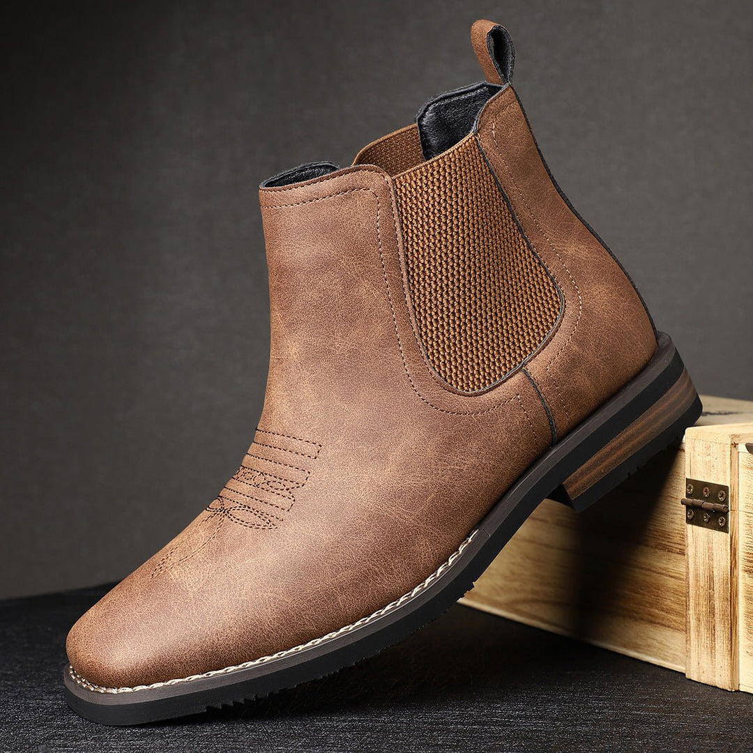 Men's Western Chelsea Slip-On Ankle Boots Faux Leather 7