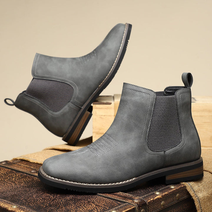 Men's Western Chelsea Slip-On Ankle Boots Faux Leather 8