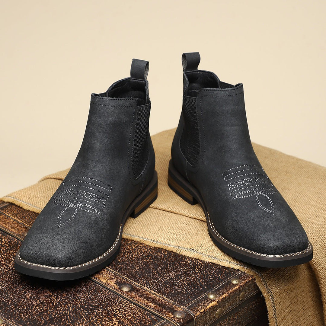 Men's Western Chelsea Slip-On Ankle Boots Faux Leather 9
