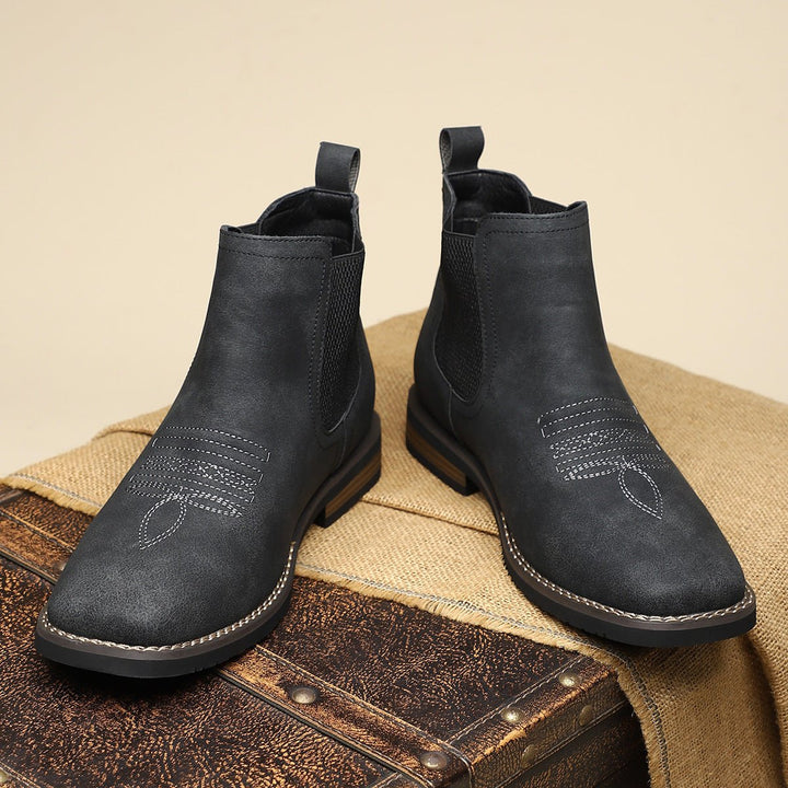 Men's Western Chelsea Slip-On Ankle Boots Faux Leather 9