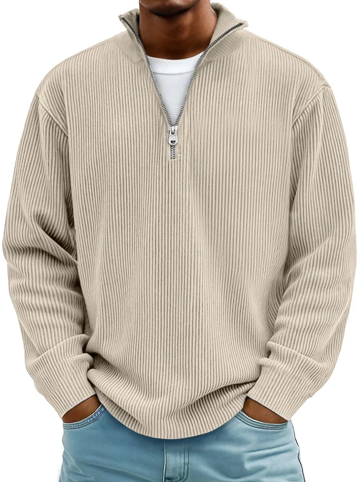 Mens Half Zip Jumper Ribbed Knit Lightweight Relaxed Fit 4