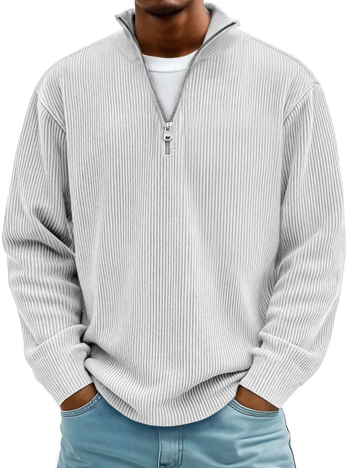 Mens Half Zip Jumper Ribbed Knit Lightweight Relaxed Fit 6