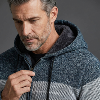 Men's Casual Striped Hooded Winter Jacket Insulated Fabric