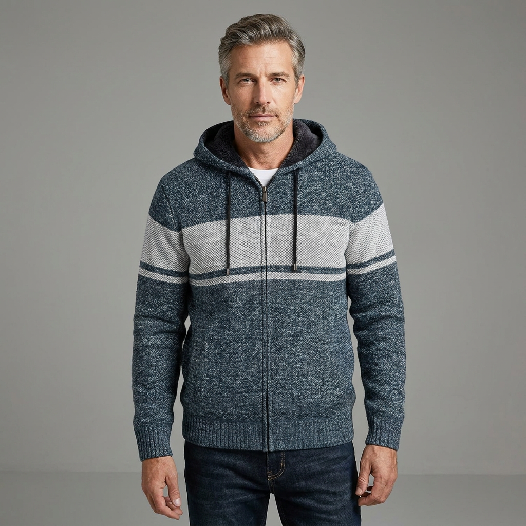 Men's Casual Striped Hooded Winter Jacket Insulated Fabric 14