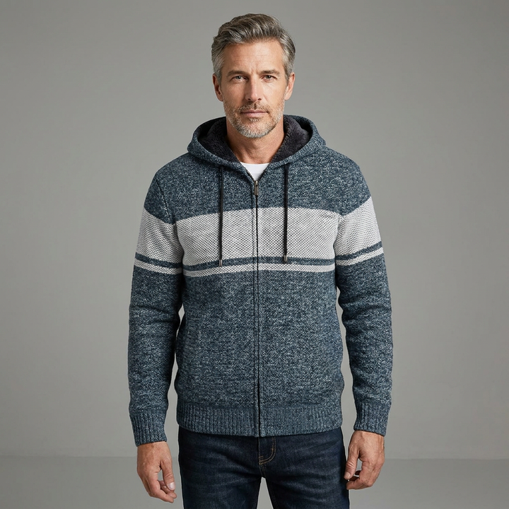 Men's Casual Striped Hooded Winter Jacket Insulated Fabric 14