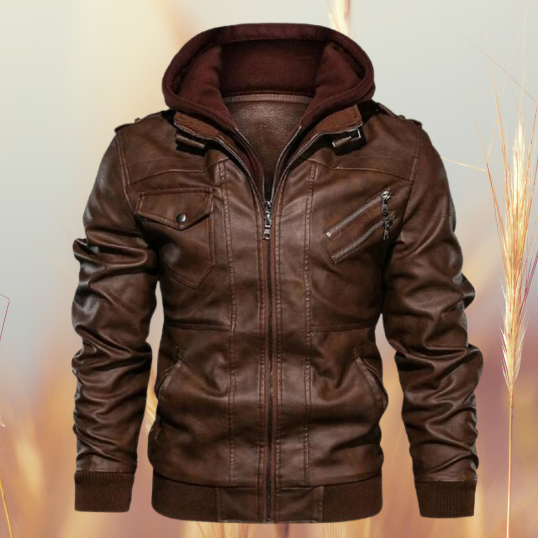 Men's Casual Tailored Faux Leather Biker Jacket 0