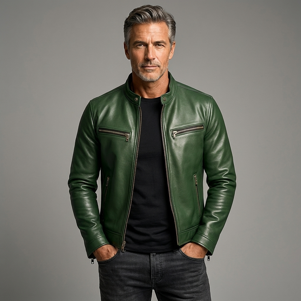 Men's Casual Tailored Faux Leather Biker Jacket 3