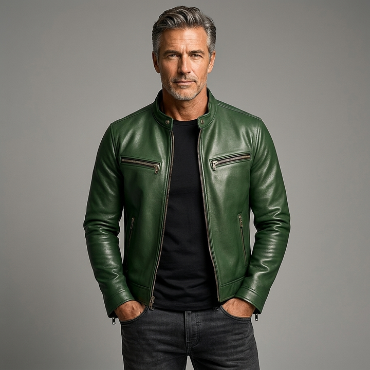 Men's Casual Tailored Faux Leather Biker Jacket 3