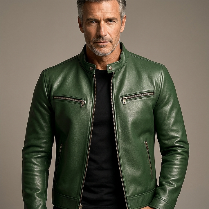 Men's Casual Tailored Faux Leather Biker Jacket 5