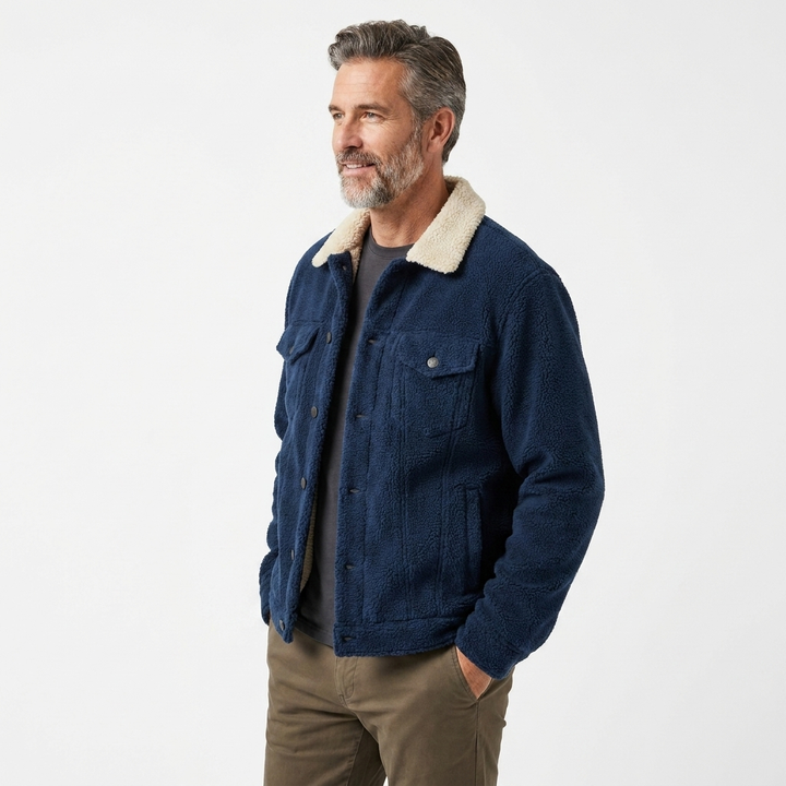 Men's Casual Thick Fleece Loose Fit Jacket for Winter Wear 7