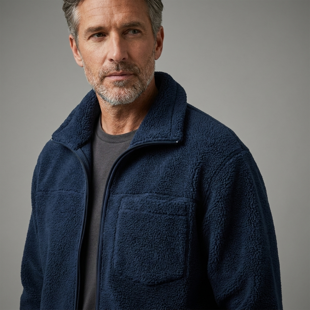 Men's Casual Thick Fleece Loose Fit Jacket for Winter Wear 8