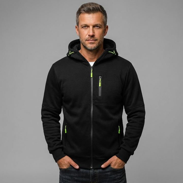 Men's Casual Zip-Up Hoodie Relaxed Fit Cotton Blend 13