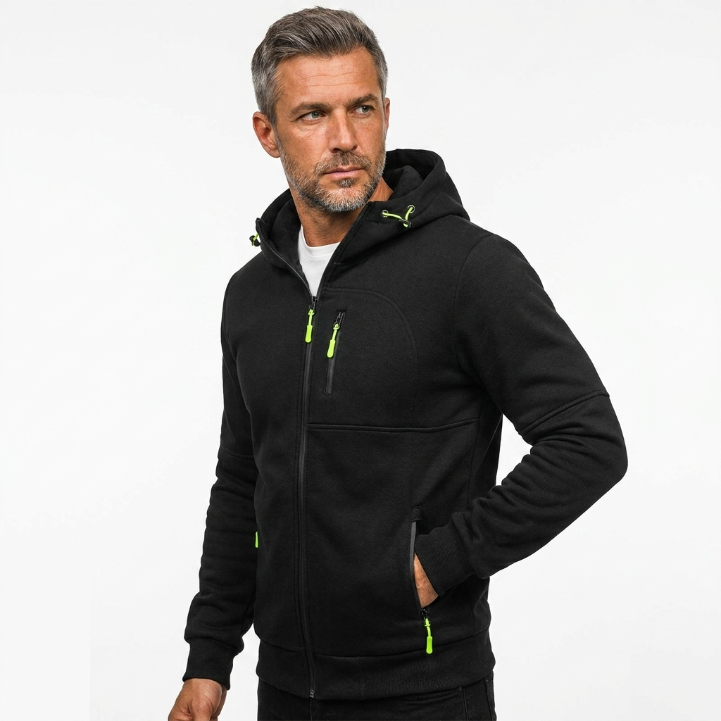 Men's Casual Zip-Up Hoodie Relaxed Fit Cotton Blend 14