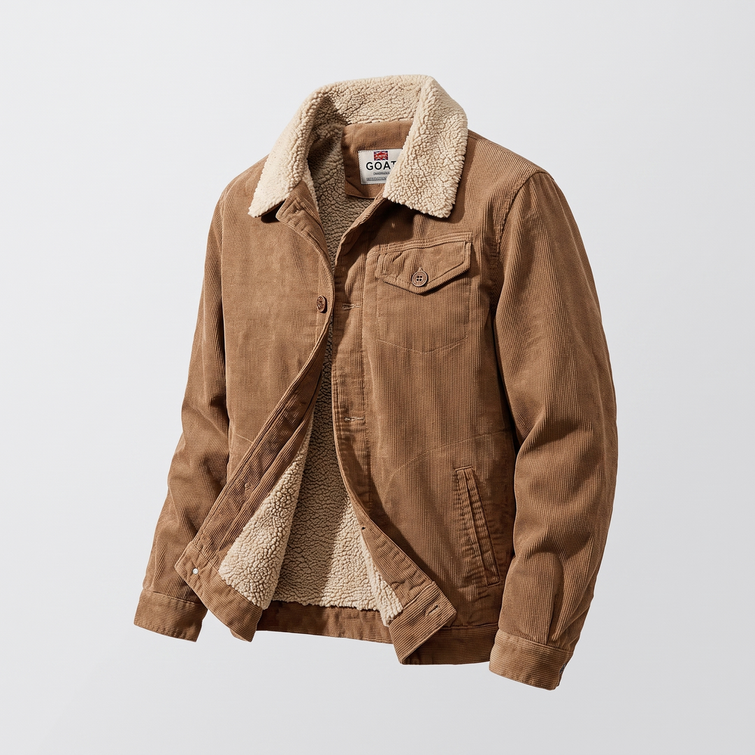 Mens Classic Corduroy Button Jacket With Faux-Fleece Lining 0