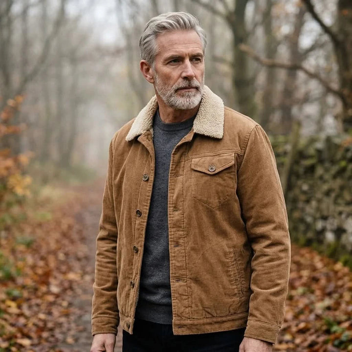 Mens Classic Corduroy Button Jacket With Faux-Fleece Lining 1