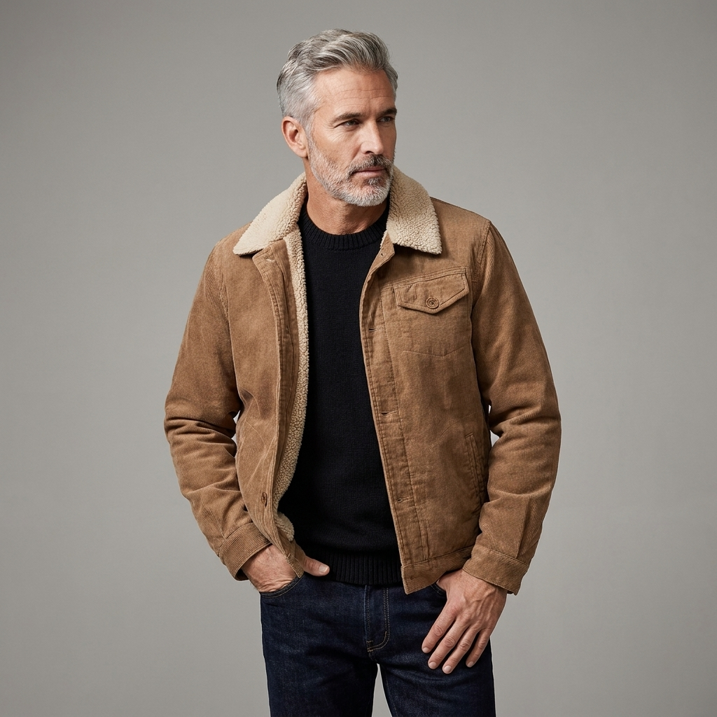 Men's Classic Corduroy Button Jacket With Faux-Fleece Lining 3