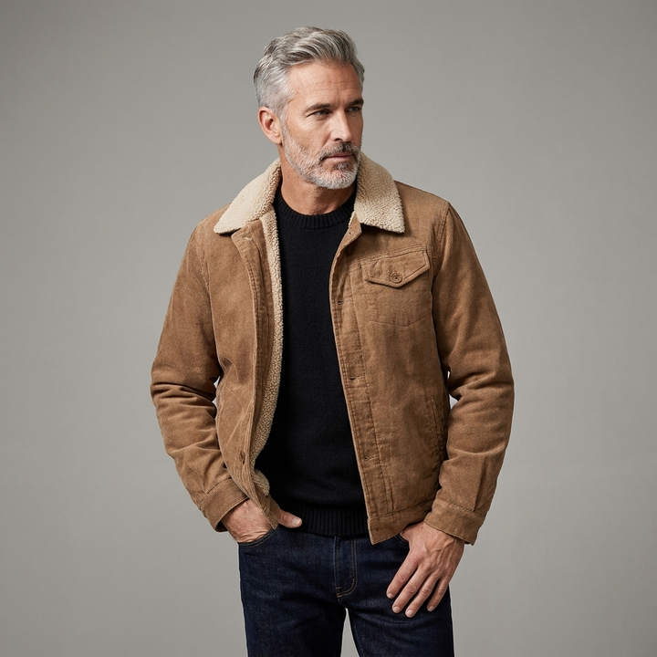 Men's Classic Corduroy Button Jacket With Faux-Fleece Lining 3