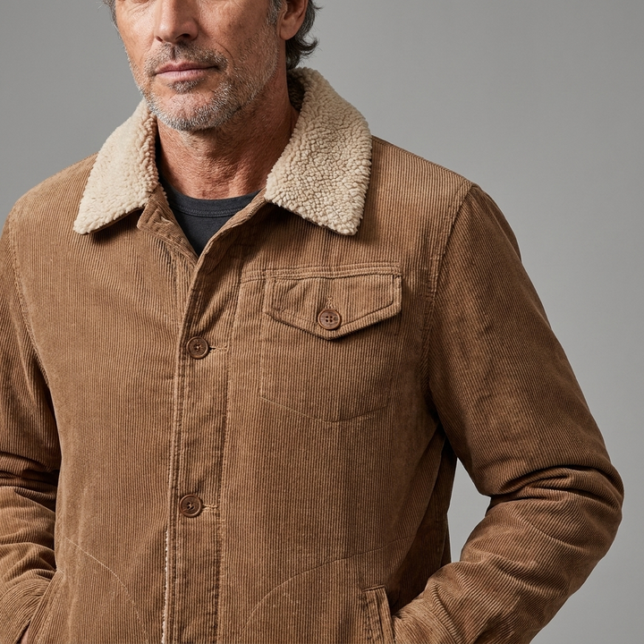 Men's Classic Corduroy Button Jacket With Faux-Fleece Lining 4