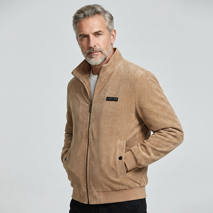 Men's Classic Corduroy Full-Zip Fleece Jacket Winter Coat 7