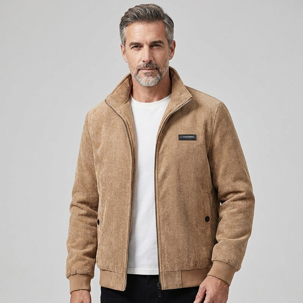Men's Classic Corduroy Full-Zip Fleece Jacket Winter Coat 8