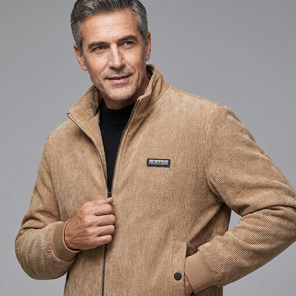 Men's Classic Corduroy Full-Zip Fleece Jacket Winter Coat 9