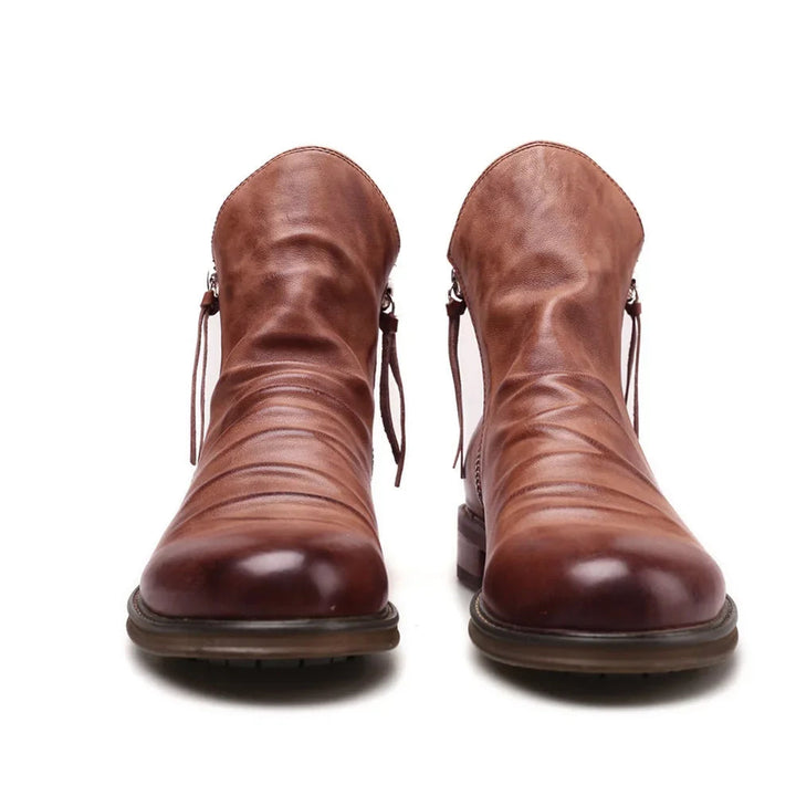 Mens Classic Leather Side-Zip Chelsea Boots Durable Rubber 1