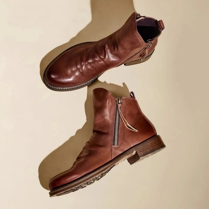 Mens Classic Leather Side-Zip Chelsea Boots Durable Rubber 4