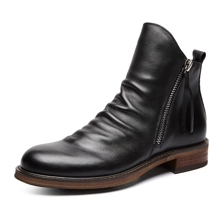 Mens Classic Leather Side-Zip Chelsea Boots Durable Rubber 5