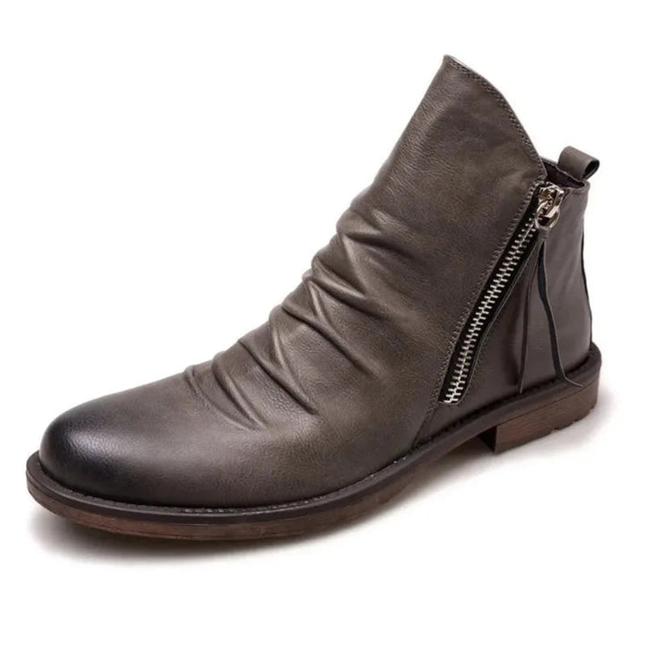 Mens Classic Leather Side-Zip Chelsea Boots Durable Rubber 6