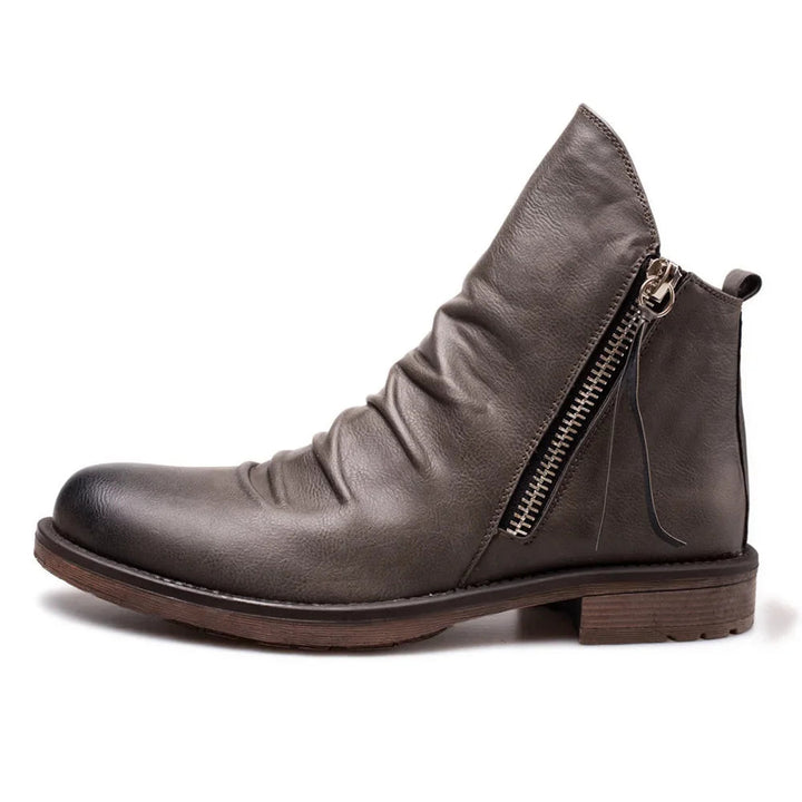 Mens Classic Leather Side-Zip Chelsea Boots Durable Rubber 7