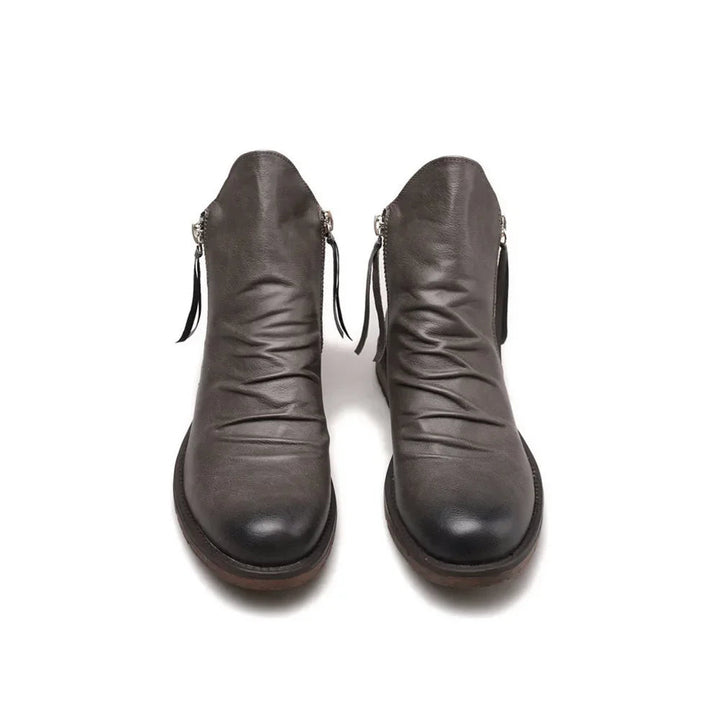 Mens Classic Leather Side-Zip Chelsea Boots Durable Rubber 8