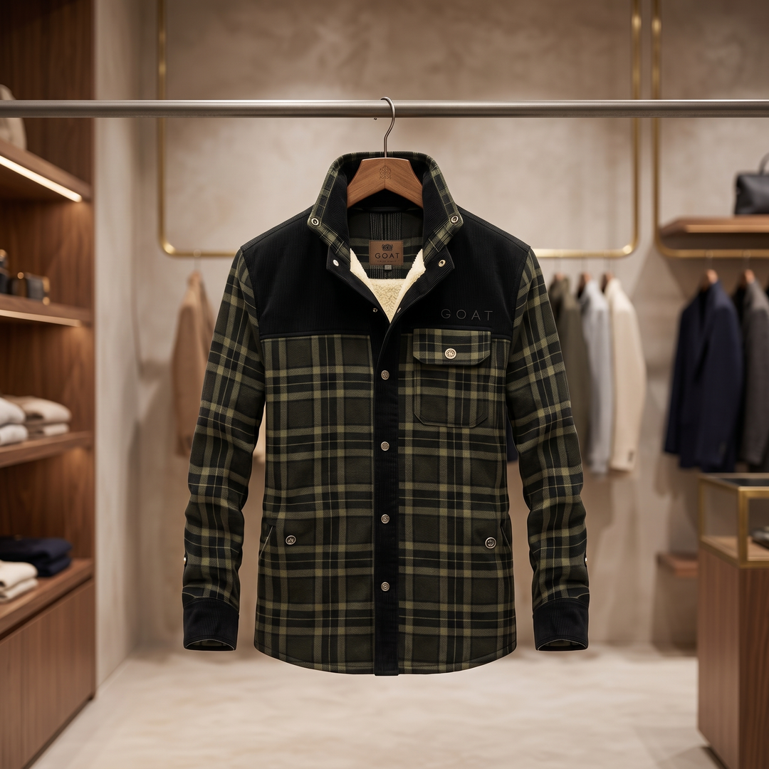 Mens Classic Plaid Fleece-Lined Jacket Cotton 0
