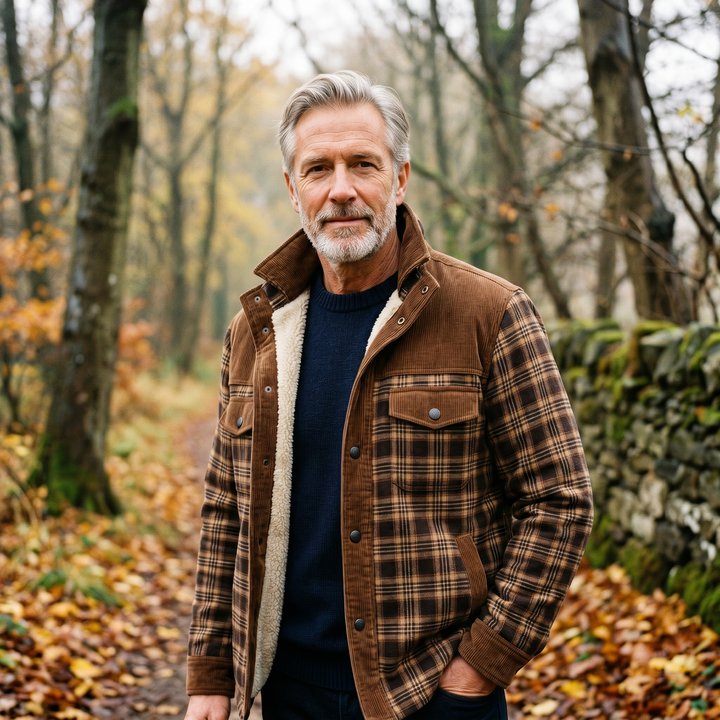 Mens Classic Plaid Fleece-Lined Jacket Cotton 1