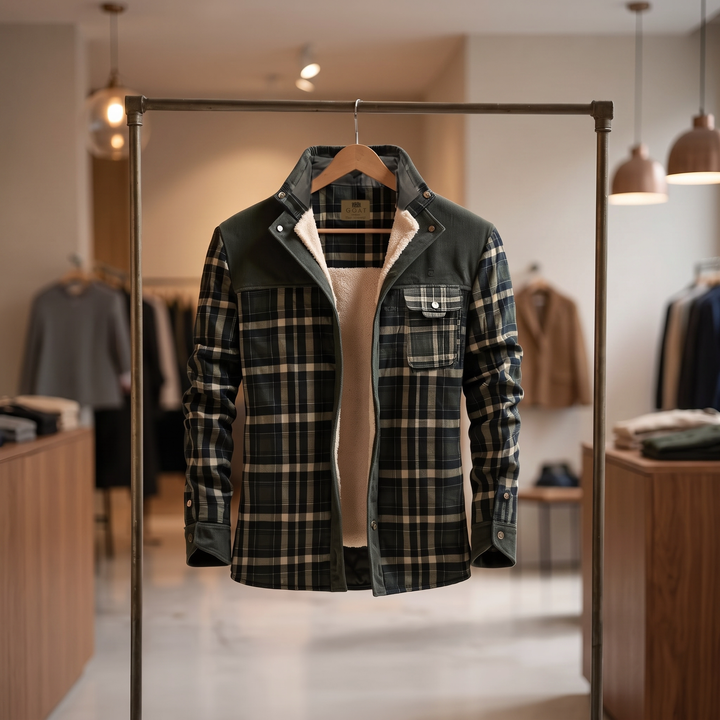 Mens Classic Plaid Fleece-Lined Jacket Cotton 2