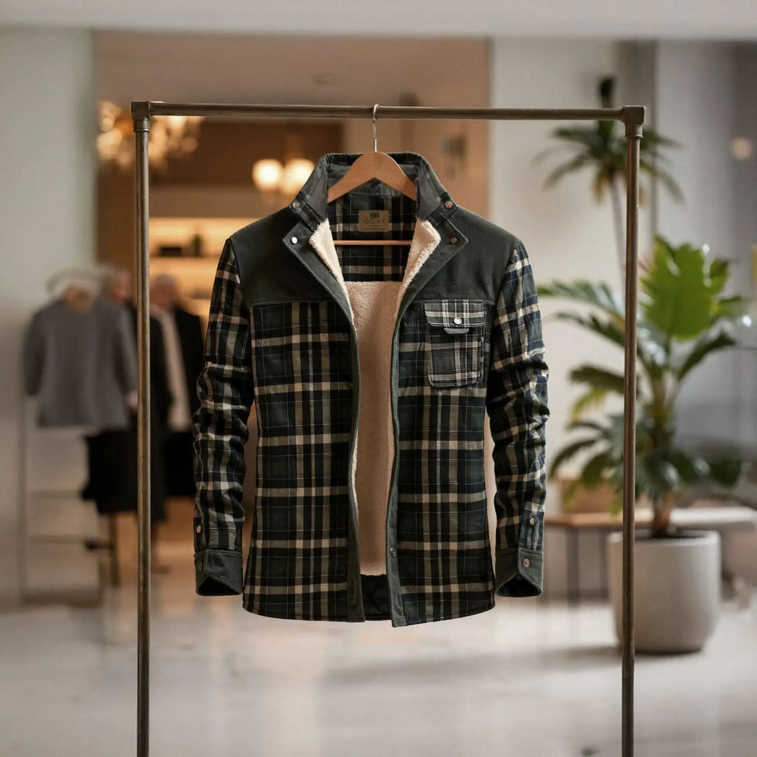 Mens Classic Plaid Fleece-Lined Jacket Cotton 6
