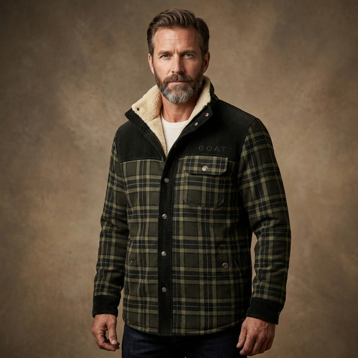 Men's Classic Plaid Fleece-Lined Jacket Cotton 7