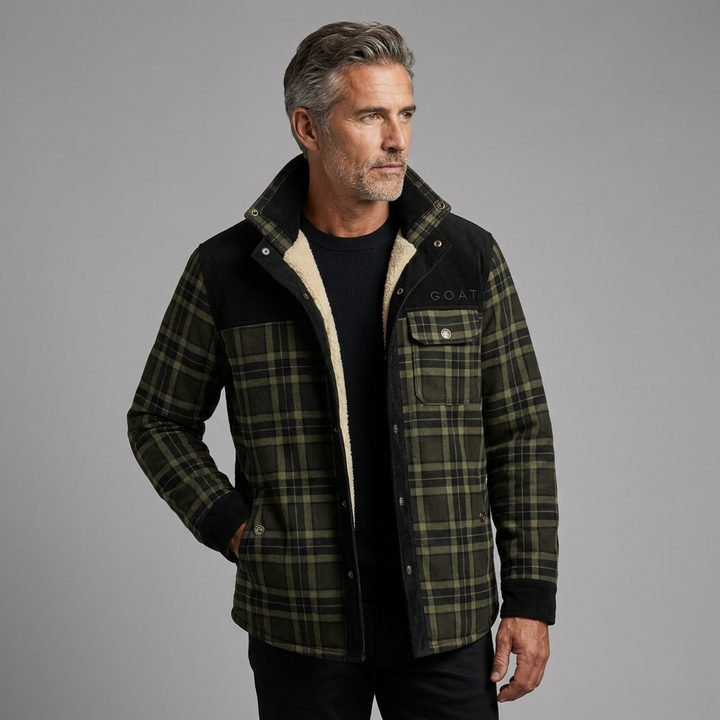 Men's Classic Plaid Fleece-Lined Jacket Cotton 8