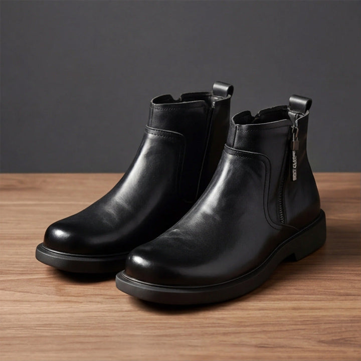Mens Classic Side Zipper Boots Genuine Leather Durable 1
