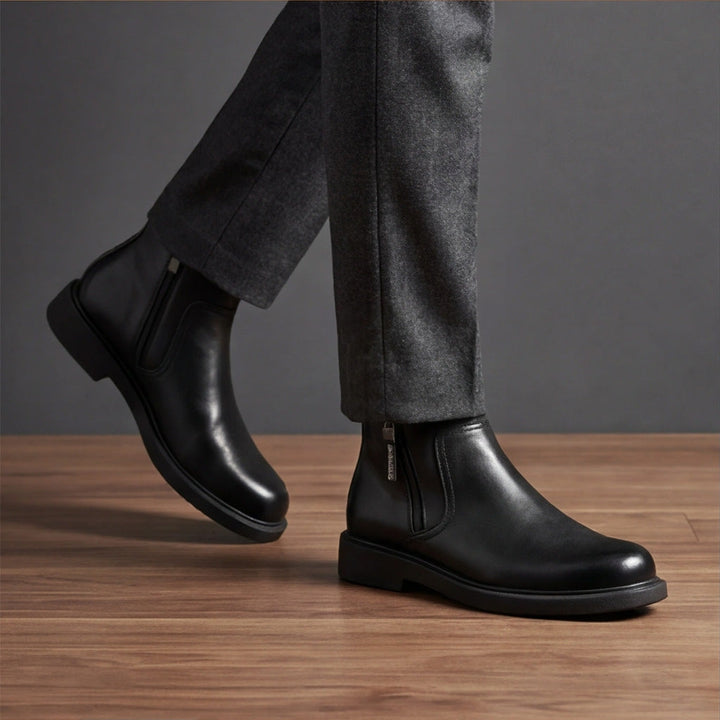 Mens Classic Side Zipper Boots Genuine Leather Durable 2
